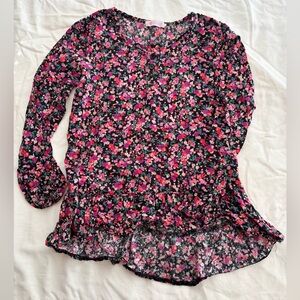 I ♥ Pinc Floral Ruffle Hem Blouse – Size M